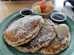 The absolute best vegan pancakes deserved a better picture, so here it is!  at Tacotarian in San Diego