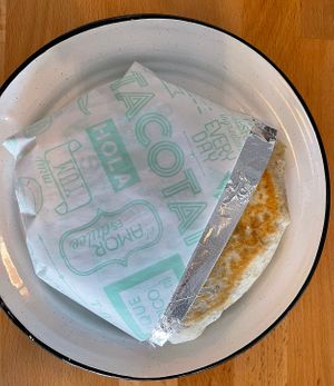 crunch wrap (it’s huge!)  #Veganuary at Tacotarian in San Diego