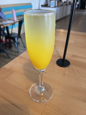mango mimosa   at Tacotarian in San Diego