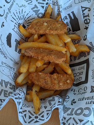 Chicken strips and fries at Tacotarian in San Diego