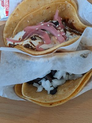 Plantain taco and mushroom taco at Tacotarian in San Diego