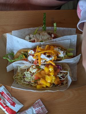 Fish taco, deep-fried avocado taco at Tacotarian in San Diego