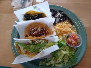 Taco platter at Tacotarian in San Diego