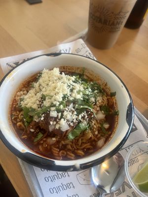 Birria ramen  at Tacotarian in San Diego