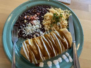 Special chimichanga was delicious.. I can eat a lotttt and this totally filled me up it’s prob 2 meals for average person  at Tacotarian in San Diego