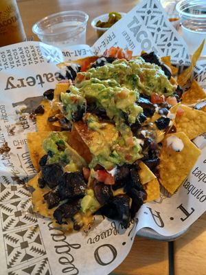 Nachos with mushroom asada at Tacotarian in San Diego