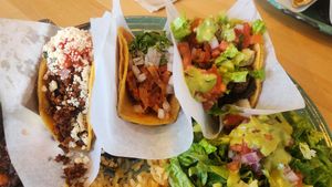 Soyrizo, Jackfruit & Veggie tacos at Tacotarian in San Diego