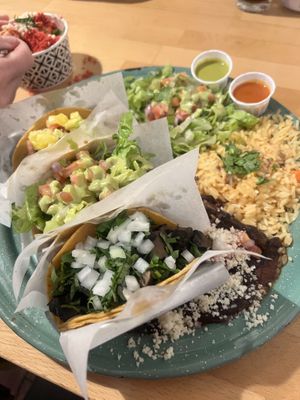 Yummy taco plate   at Tacotarian in San Diego