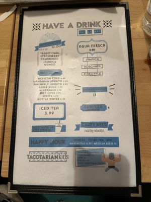 Drink menu #Veganuary at Tacotarian in San Diego
