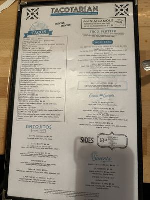 Food menu #Veganuary at Tacotarian in San Diego