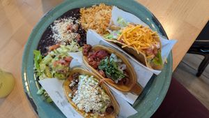 Taco platter at Tacotarian in San Diego
