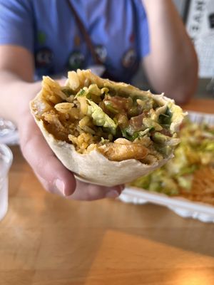 Cali burrito inside (subbed rice for beans)  at Tacotarian in San Diego