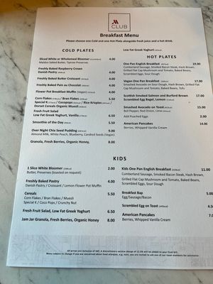 Menu  at The Library At County Hall in South East London