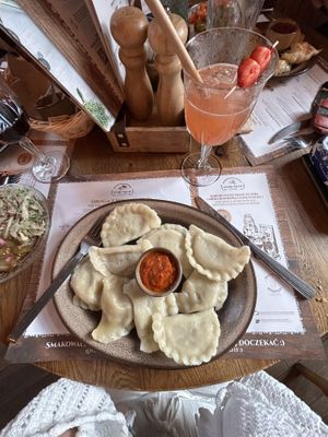 Mushroom and cabbage pierogi  at Stary Młyn in Wroclaw