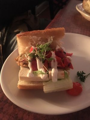 fried eggplants, mozz, red pepper at Pianta at the New Deal Cafe in Greenbelt