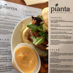 Burger Americano - beyond burger  at Pianta at the New Deal Cafe in Greenbelt