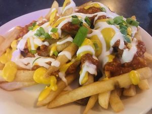 Loaded fries!! at Pianta at the New Deal Cafe in Greenbelt