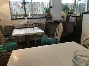 2 of the 3 available tables, all indoors    at Plant Based Paradise - Kaimuki in Honolulu
