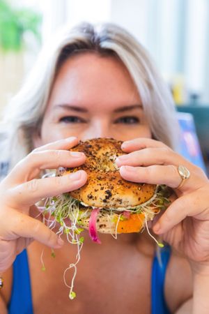 Summer loves the bagel sandwiches at Plant Based Paradise - Kaimuki in Honolulu