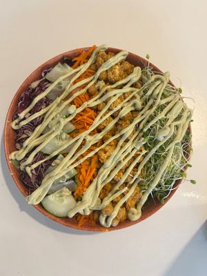 Buffalo cauliflower bowl at Plant Based Paradise - Kaimuki in Honolulu
