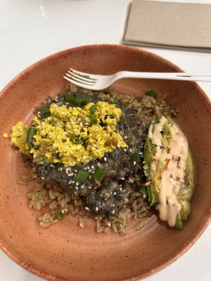 Loco moco plus some avocado   at Plant Based Paradise - Kaimuki in Honolulu
