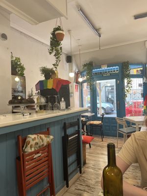 Beautiful restaurant interior. So clean and cool! Nice air conditioning too.  at Distrito Vegano - Pop Up in Madrid