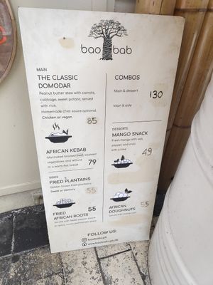 The menu at Baobab - Food Stand in Copenhagen