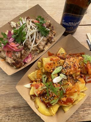 Chicken Run & veganized patatas bravas  at Smok Mok - Food Stall in Madrid