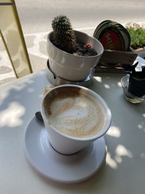 Vegan cappuccino  at Heaven's Cafe in Naxos