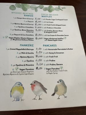 Vegan waffles and pancakes   at Heaven's Cafe in Naxos