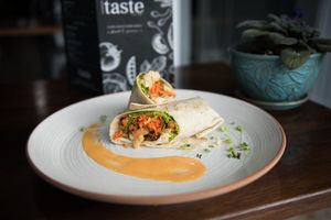 Buffalo cauliflower wrap - vegan  at Taste in Chatham