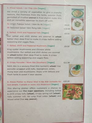 Menu 2 at Sen Viet Vegan in Edinburgh