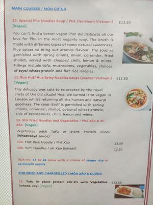 Menu 3 at Sen Viet Vegan in Edinburgh