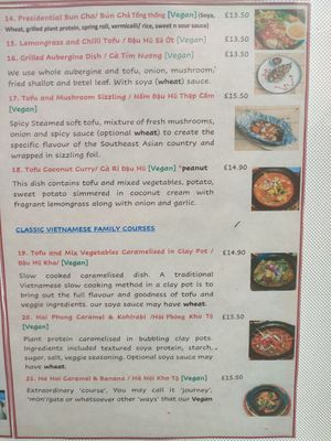 Menu 4 at Sen Viet Vegan in Edinburgh