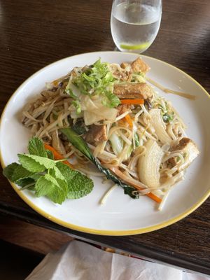 Flat rice noodle stir fry   at Sen Viet Vegan in Edinburgh