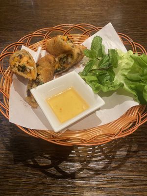 Spring rolls   at Sen Viet Vegan in Edinburgh