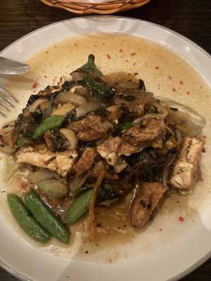 Grilled aubergine dish  at Sen Viet Vegan in Edinburgh