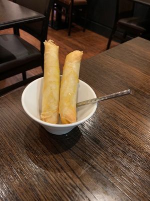 Mango spring roll dessert. at Sen Viet Vegan in Edinburgh