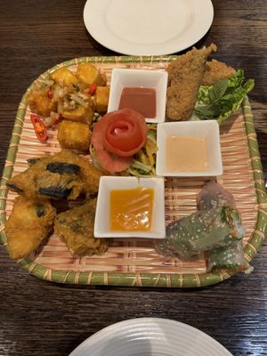 Sharing plate with a starter for two people   at Sen Viet Vegan in Edinburgh