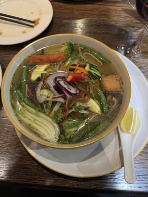Pho soup  at Sen Viet Vegan in Edinburgh