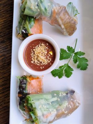 Tofu summer rolls - delicious dipping sauce at Non Viet Vegan in Edinburgh