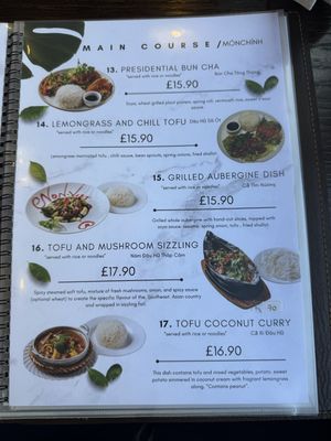 Menu  at Non Viet Vegan in Edinburgh