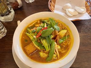 ban hue spicy noodle soup  at Non Viet Vegan in Edinburgh