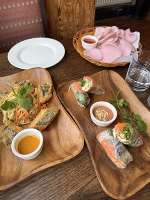 Summer rolls and ha long cakess  at Non Viet Vegan in Edinburgh