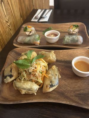 Fish cake starter with salad it is delicious   at Non Viet Vegan in Edinburgh