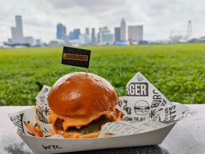 What the cluck! burger at The Goodburger - Marina Bay in Central Singapore
