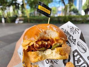 What the cluck! Burger at The Goodburger - Marina Bay in Central Singapore