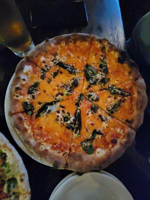 Margherita pizza at Roscoe's Pizzeria in Takoma Park