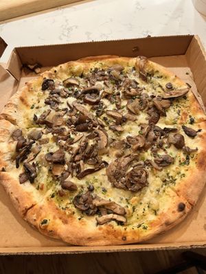 Vegan Wild Mushroom Pizza  at Roscoe's Pizzeria in Takoma Park