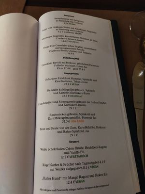 Menü at Restaurant Felsenbirne in Pirna